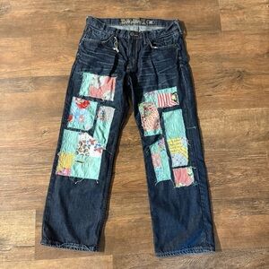 Old Navy Premium low rise loose fit patchwork denim jeans